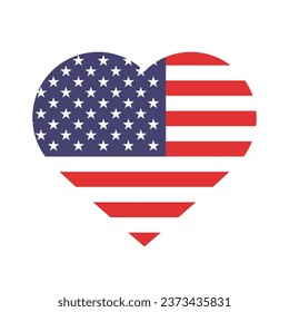 The flag of the United States. Standard color. The heart icon. A heart-shaped flag. Vector illustration. Computer illustration. Digital illustration.