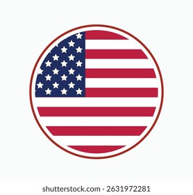 Flag of United States, USA Circle Shape Flag vector image, American Independence Day Flag
