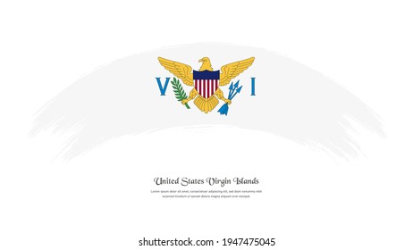 Flag of United States Virgin Islands in grunge style stain brush with waving effect on isolated white background