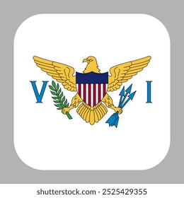 The flag of United States Virgin Islands. Flag icon. Standard color. flat vector square with rounded corners. Computer illustration. Digital illustration. Vector illustration