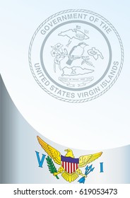 Flag of the United States Virgin Islands, template for the award, an official document with the flag and symbol of the United States Virgin Islands