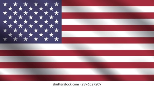 The flag of the United States. Waving flags. Standard size. The official ratio. Rectangular proportions. Standard color. Flag icon. Digital illustration. Computer illustration. Vector illustration.