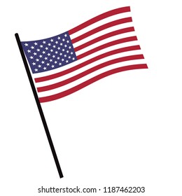 Flag of United States , United States flag waving isolated vector illustration