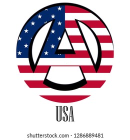 Flag of The United States of the world in the form of a sign of anarchy, which stands for freedom and equality of people.