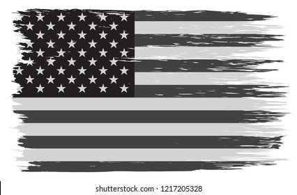 Flag of United States.Black and white American flag.