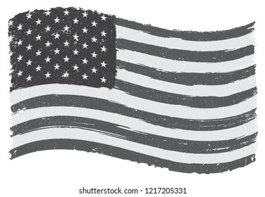 Flag of United States.Black and white American flag.