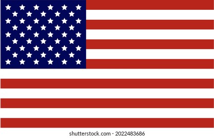 Flag of United States.Official proportion  dimension and colors. Vector Illustration