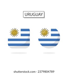 Bandera del estilo de dibujos animados 3D de las formas Uruguay 2.