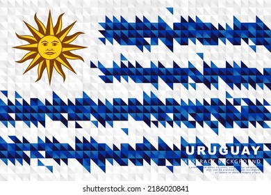 Flag of Uruguay. Abstract background of small triangles in the form of colorful blue and white stripes of the Uruguayan flag. Vector illustration.