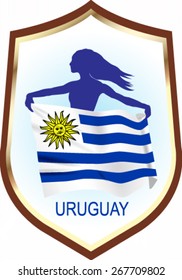 Flag of Uruguay with blazon - vector illustration.