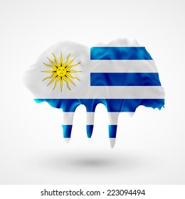  Flag of Uruguay. Blot with paint streaks with the national colors. Independence Day. Banner Pennon Pennant Background Stock Vector Icon Image Picture Illustration Printed material Logo 