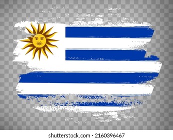 Flag of Uruguay brush stroke background.  Flag of Uruguay on transparent backrgound for your web site design, app, UI.  Stock vector. EPS10.