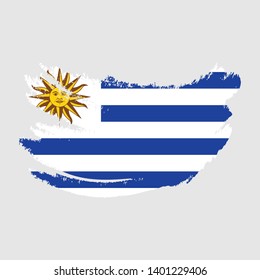 Flag of Uruguay with brush stroke effect template design. Vector Eps 10