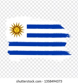 Flag Uruguay  from brush strokes.  Flag Uruguay on transparent background for your web site design, logo, app, UI. Stock vector. Vector illustration EPS10.