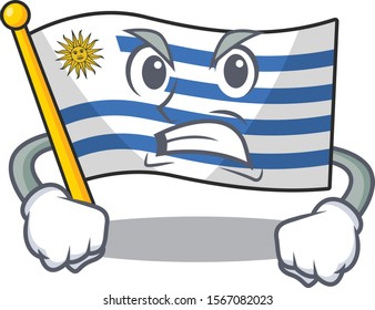 Flag uruguay cartoon with in angry character