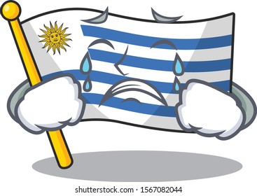 Flag uruguay cartoon with in crying character