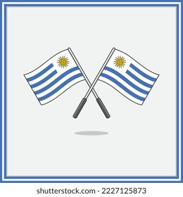 Flag of Uruguay Cartoon Vector Illustration. Uruguay Flag Flat Icon Outline