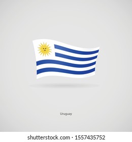 The flag of Uruguay is flying layered vector image.