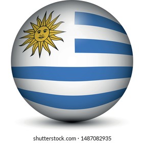 Flag of Uruguay in the form of a ball isolated on white background.