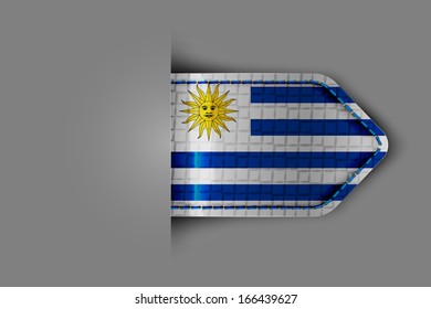 Flag of Uruguay in the form of a glossy textured label or bookmark. Vector illustration.