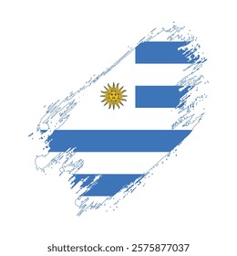 Flag of Uruguay Grunge Brush Stroke Style Vector