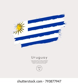 Flag of Uruguay in Grunge Brush Stroke : Vector Illustration