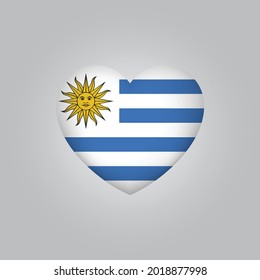 Flag of Uruguay in heart. Uruguay flag vector. Love Uruguay symbol