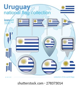 Flag of Uruguay, icon collection, vector illustration
