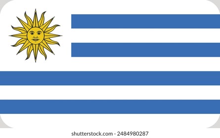 The flag of Uruguay. Flag icon. Standard color.  Vector illustration.