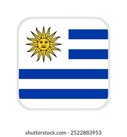 The flag of uruguay. Flag icon. Standard color. flat vector square with rounded corners. Computer illustration. Digital illustration. Vector illustration