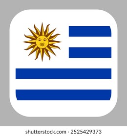 The flag of Uruguay. Flag icon. Standard color. flat vector square with rounded corners. Computer illustration. Digital illustration. Vector illustration