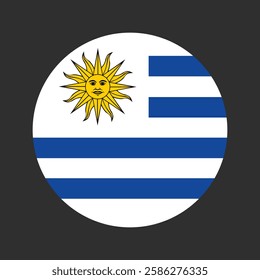 The flag of Uruguay. Flag icon. Standard color. Round flag. Computer illustration. Digital illustration. Vector illustration.