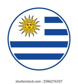 The flag of Uruguay. Flag icon. Standard color. Round flag. Computer illustration. Digital illustration. Vector illustration.