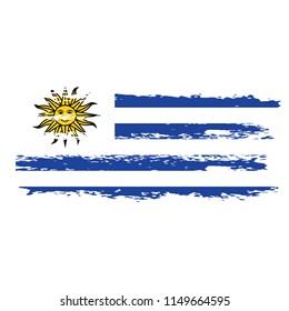 Flag of Uruguay the illustration vector on a white background, brush stroke Design Elements