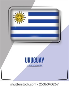 Bandeira do Curdistão do Uruguai isolada sobre fundo branco com texto. Banner, Poster, vetor, template, Mockup, Plano de Fundo, Mídia Social, Post, 3D.