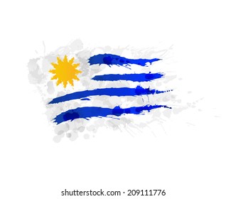 Flag of  Uruguay made of colorful splashes