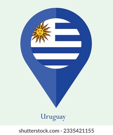 Flag of Uruguay, Flag of Uruguay Map pointer icon. Vector illustration flag pointer.