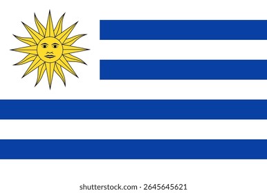Bandeira do Uruguai. Bandeira Nacional do Uruguai. Ilustração de vetor.