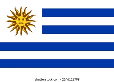 Flag of Uruguay. The Official National Flag of the Oriental Republic of Uruguay, a state in southeastern South America. Flat icon. texture map. Vector illustration