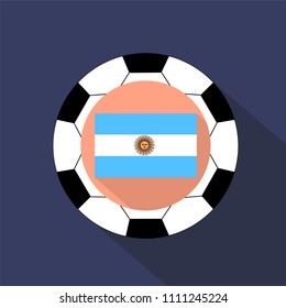 Flag of Uruguay on a blue background. Soccer ball.