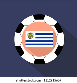 Flag of Uruguay on a blue background. Soccer ball