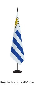 Flag of Uruguay on a flagstaff. Vector illustration