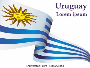 Flag of Uruguay, Oriental Republic of Uruguay. Template for award design, an official document with the flag of Uruguay. Bright, colorful vector illustration.