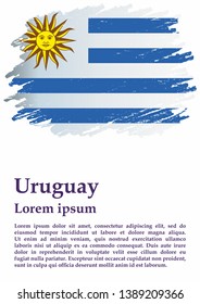 Flag of Uruguay, Oriental Republic of Uruguay. Template for award design, an official document with the flag of Uruguay. Bright, colorful vector illustration.