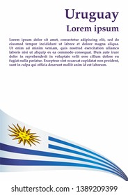 Flag of Uruguay, Oriental Republic of Uruguay. Template for award design, an official document with the flag of Uruguay. Bright, colorful vector illustration.