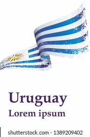 Flag of Uruguay, Oriental Republic of Uruguay. Template for award design, an official document with the flag of Uruguay. Bright, colorful vector illustration.