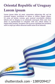 Flag of Uruguay, Oriental Republic of Uruguay. Template for award design, an official document with the flag of Uruguay. Bright, colorful vector illustration.