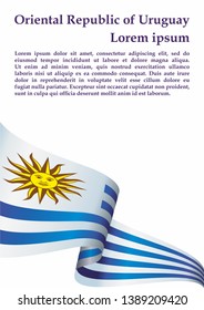Flag of Uruguay, Oriental Republic of Uruguay. Template for award design, an official document with the flag of Uruguay. Bright, colorful vector illustration.