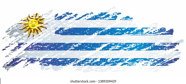 Flag of Uruguay, Oriental Republic of Uruguay. Template for award design, an official document with the flag of Uruguay. Bright, colorful vector illustration.