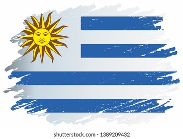 Flag of Uruguay, Oriental Republic of Uruguay. Template for award design, an official document with the flag of Uruguay. Bright, colorful vector illustration.